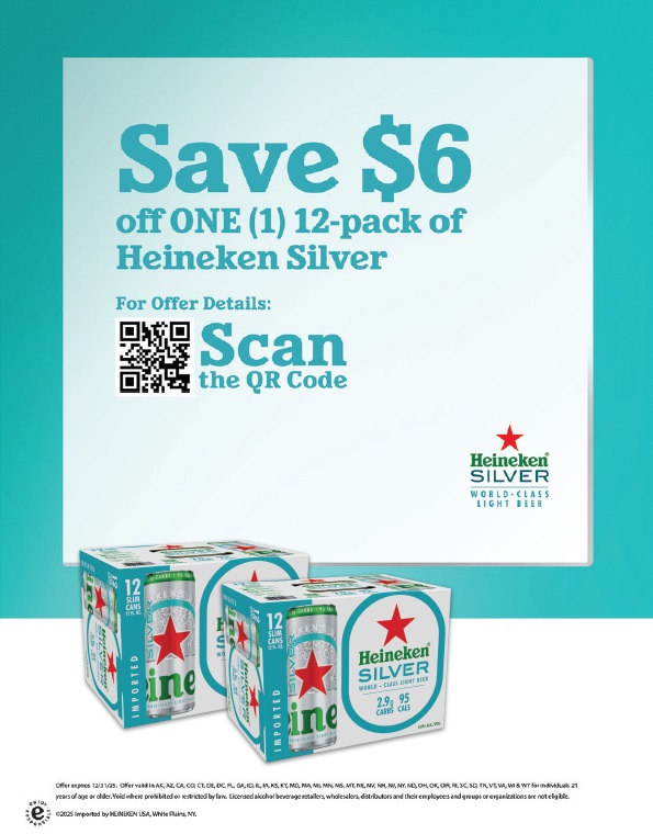 REBATE-SAVE $6-HEINEKEN SILVER-3.1.25-12.31.25