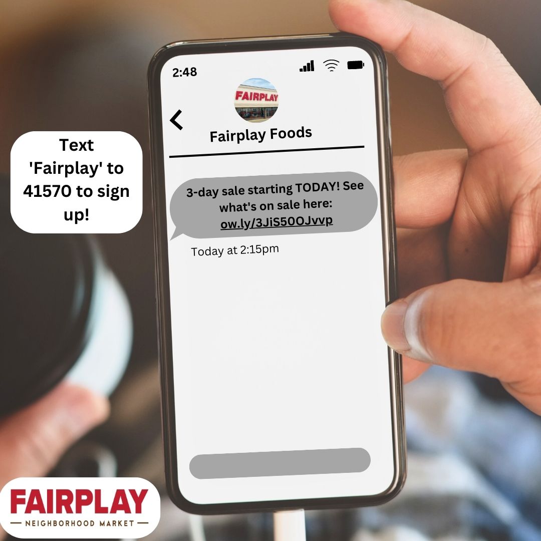 Text 'Fairplay' to 41570 to sign up!